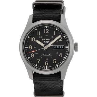 Seiko 5 Sports Field Military Watch Automatic Black Dial Black NATO Strap Men's Watch SRPG37K1