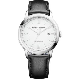 Baume & Mercier Classima Automatic White Dial Black Leather Strap Men's Watch BM0A10332