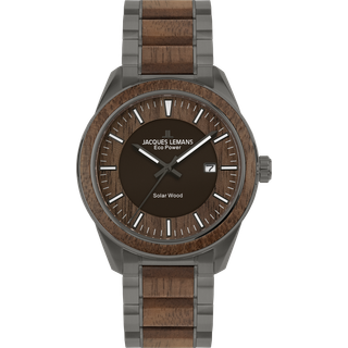Jacques Lemans 1-2116I Eco Power Wood Herrenuhr 40mm 10ATM