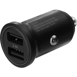 Deltaco 12V Biloplader - 2x USB-A - 2.4A/12W - Sort