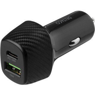 Deltaco USB car charger 1x USB-C PD 18 W 1x USB
