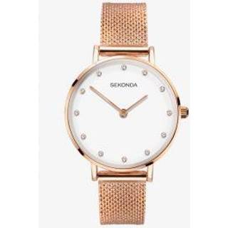 Sekonda Fashion Quartz White Dial Rose Gold PVD Milanese Bracelet Ladies Watch 40027