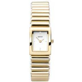 Seksy Edge Quartz Silver Dial Gold PVD Stainless Steel Bracelet Ladies Watch 2866