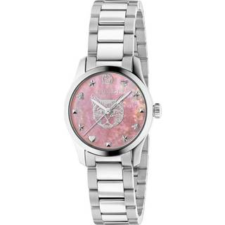 Gucci YA1265023 G-Timeless Sølvfarvet/Læder Ø29 mm