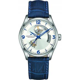 Hamilton Jazzmaster Open Heart Automatic Silver Dial Blue Leather Strap Men's Watch H32705651
