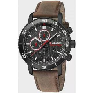 Wenger Roadster Black Night Quartz Black Dial Leather Strap Men's Watch 01.1843.107