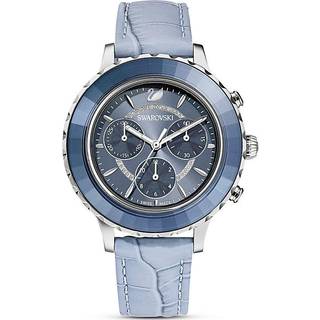Octea Lux Chrono Uhr, Schweizer Produktion, Lederarmband, Blau, Edelstahl