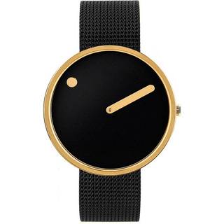 PICTO 43387-1020 Unisex Uhr Uhr Black and Gold 40mm 5ATM