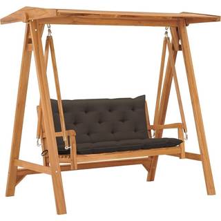 gyngesofa med antracitgrå hynde 170 cm massivt teaktræ