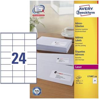 Avery L7180-100 Adresse etiketter små kuverter 24 pr. ark 70x36 100 ark