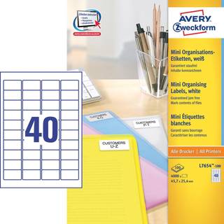 Avery L7654 Etiketter universal 45,7 x 25,4 mm 4000 stk