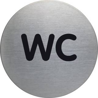 Durable skilt WC Ø83mm børstet stål