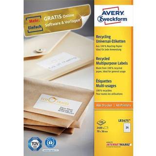 Avery LR3475 Adresse etiketter små kuverter 24 pr. ark 70 x 36 100 ark