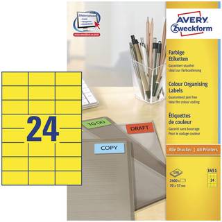 Avery 3451 Universale Labels-Etiketter, gule 70x37 24 pr.ark 100ark