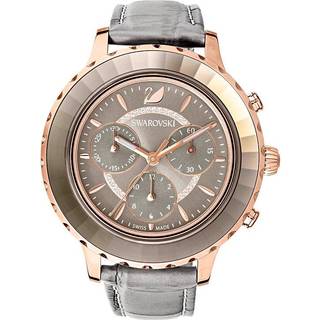 Octea Lux Chrono Uhr, Schweizer Produktion, Lederarmband, Grau, Roségoldfarbenes Finish