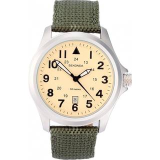 Sekonda Aviator Quartz Cream Dial Green Fabric Strap Men’s Watch 3341