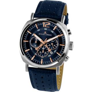 Jacques Lemans 1-1645.1I Lugano Blå/Læder Ø46 mm