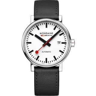 Mondaine Evo2 Automatic White Dial Black Leather Strap Watch MSE.40610.LB