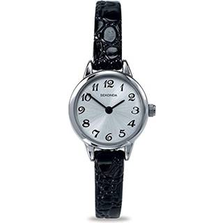 Sekonda Classic Quartz Silver Dial Black Leather Strap Ladies Watch 4471