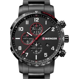 Wenger Attitude Quartz Black Dial PVD Steel Bracelet Chronograph Men's Watch 01.1543.115