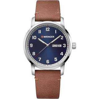 Wenger Attitude Heritage Quartz Blue Dial Brown Leather Strap Men's Watch 01.1541.114