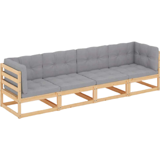 4-personers havesofa med hynder massivt akacietræ