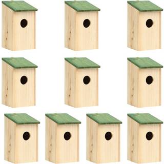 fuglehuse 10 stk. 12x12x22 cm massivt fyrretræ