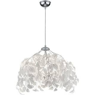 Leavy pendellampe, krom/hvid, Ø 38 cm, plast