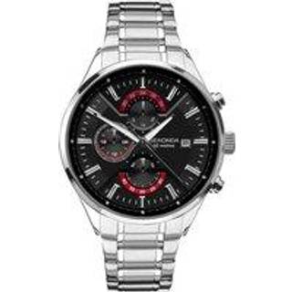 1697.00 Black Mens Silver Mens 42mm Stainless Steel 50m Quartz (Battery) Mineral Double Lock Safety Clasp