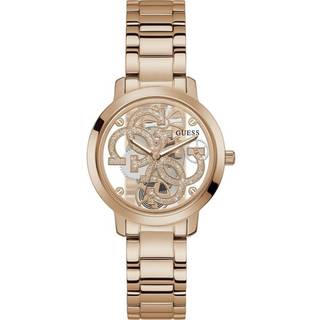 Guess Quattro Clear Rose Gold Dial Stainless Steel Strap Women's Watch GW0300L3