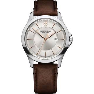 Victorinox Alliance Quartz Silver Dial Brown Leather Strap Men's Watch 241907