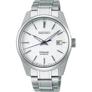 Seiko Presage Sharp Edge Series White Dial Silver Stainless Steel Bracelet Automatic Men's Watch SPB165J1