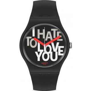 Swatch Hate 2 Love Quartz Black Dial Silicone Strap Watch SUOB185