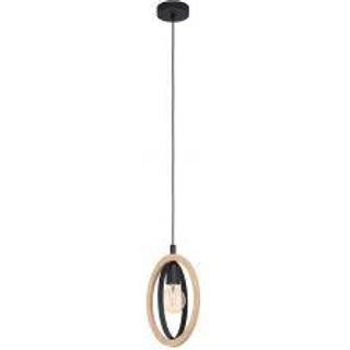 Outlet: EGLO Basildon Pendel Lampe Til E27 i Træ/Sort