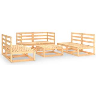 Loungesæt Til Haven 7 Dele Massivt Fyrretræ - Sort / Nej