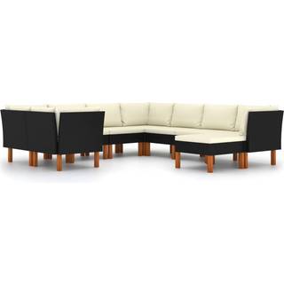 loungesæt til haven 9 dele med hynder polyrattan grå