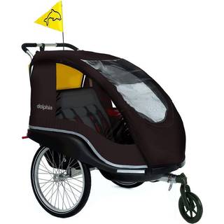 Winther Dolphin NE Sort Cykeltrailer - Prisbelønnet, Stor Kapacitet, 0-10 Års Alder, Dobbelt Bremse, 360 Graders Næsehjul