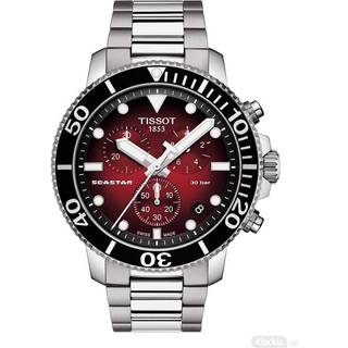 Tissot Seastar 1000 Quartz Chronograph herreur i stål, rød skive Ø46