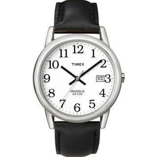 Timex White Dial Black Leather Strap Men's Watch T2H281