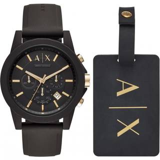 Armani Exchange AX7105 Black Resin Watch And Luggage Tag Gift Set - W65103