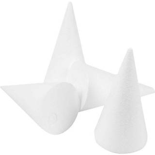 Hvide Styroporkegler 14,5 cm - 25 stk. til Dekoration