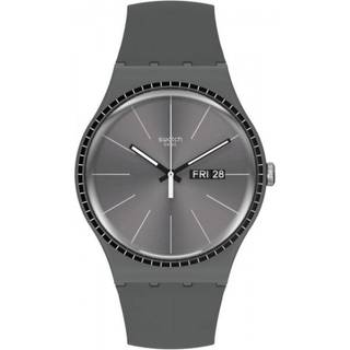 Swatch Essentials Grey Rails Quartz Movement Grey Dial Silicone Bracelet Men's Watch SUOM709
