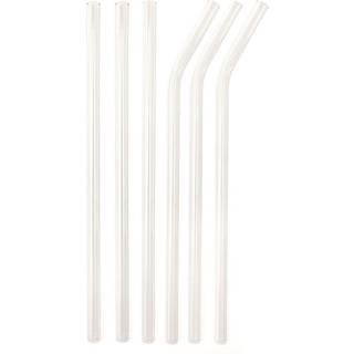 Sugerør - Clear Reusable Glass Straws (6 stk inkl. børste)