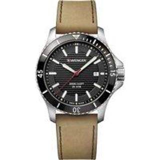 Wenger Seaforce Quartz Black Dial Brown Leather Strap Men's Watch 01.0641.125