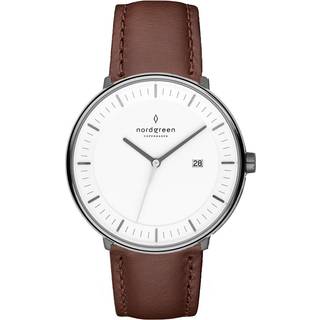 Philosopher PH40GMLEDBXX Herreur, Gun metal/Mørkebrunt læder, 40 mm