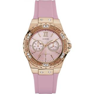 Guess W1053L3 LIMELIGHT Silikone roserød urkasse i stål forgyldt roseguld krans Dame
