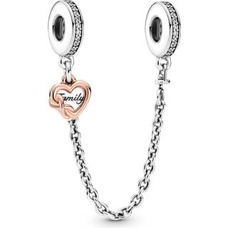Pandora Family Heart Safety Chain Charm - One Size - Silver