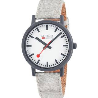 Mondaine Essence Quartz White Dial Grey Textile Strap Unisex Watch MS1.41111.LH