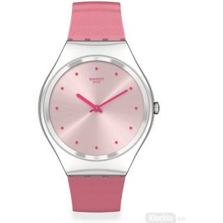 Swatch Skin Irony Rose Moire Quartz Pink Dial Pink Silicone Strap Ladies Watch SYXS135