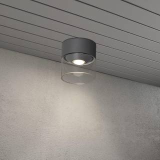 Varese udendørs LED-loftlampe, grå, glascylinder
